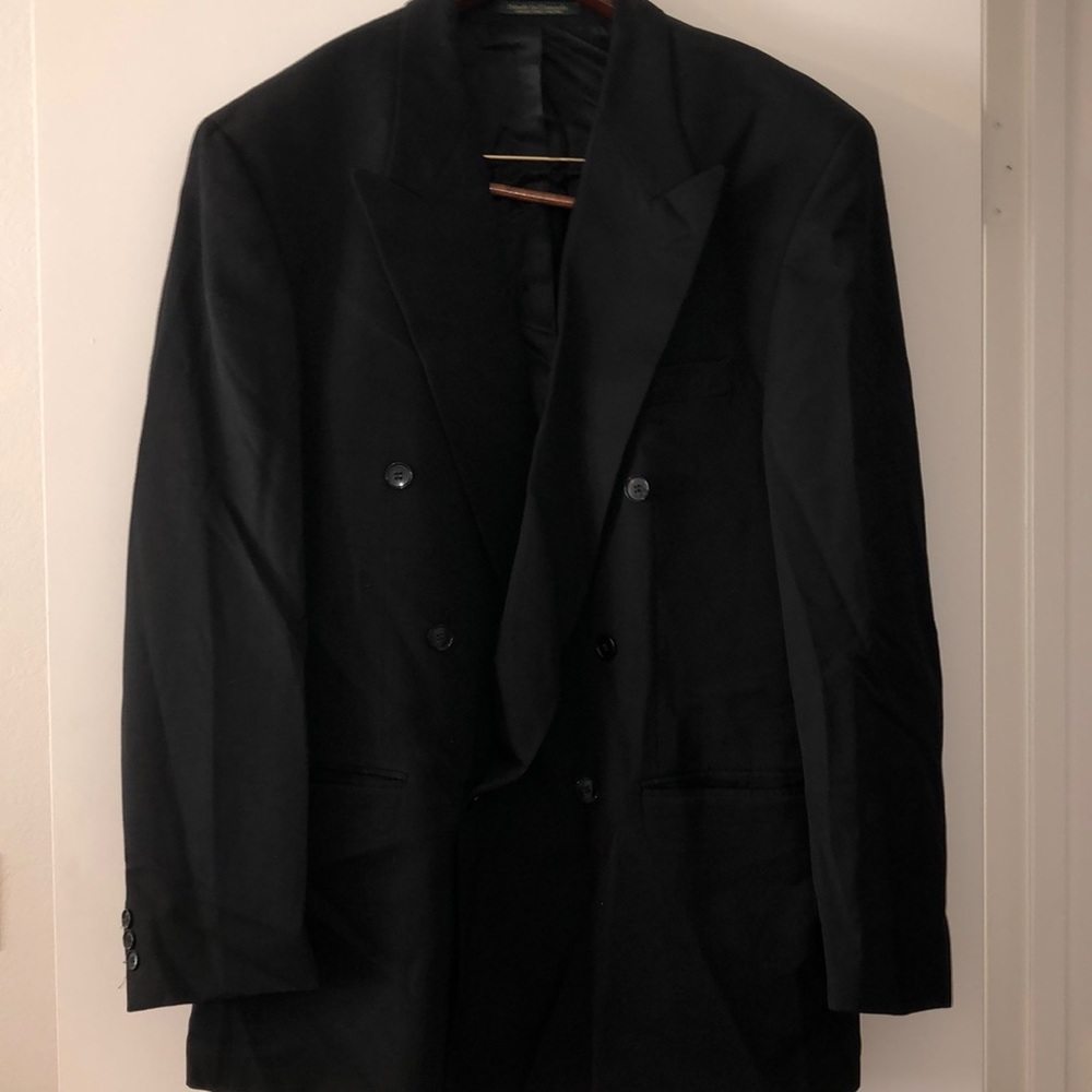 Brandini black suit with pea coat and black pants. like new. $50 XL